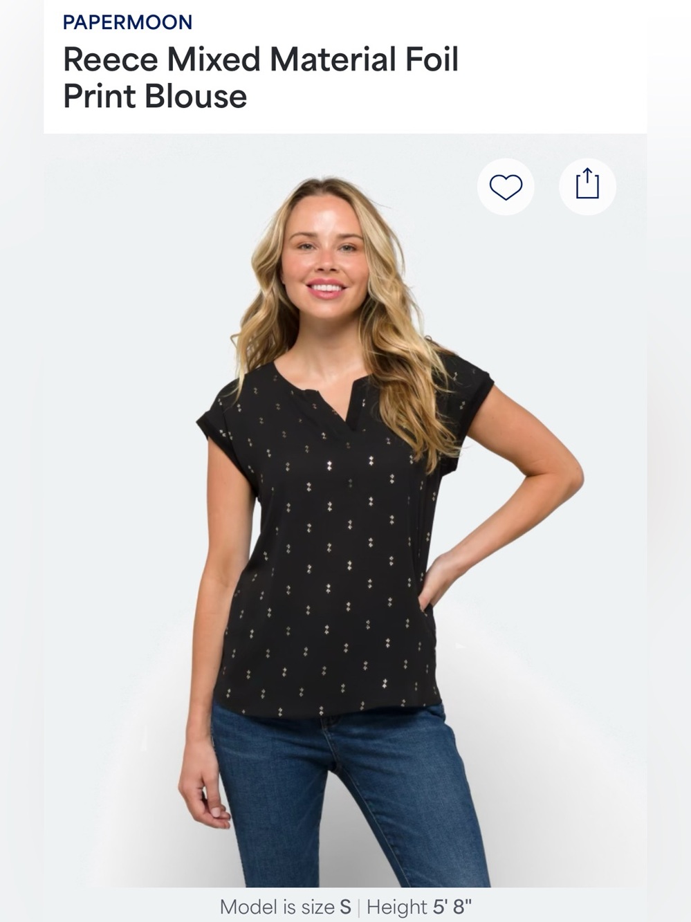 Papermoon Reece Mixed Material Foil Print Blouse